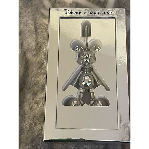 Disney x baublebar Mickey Mouse shiny drip silver Bag Charm/keychain - Picture 1 of 3
